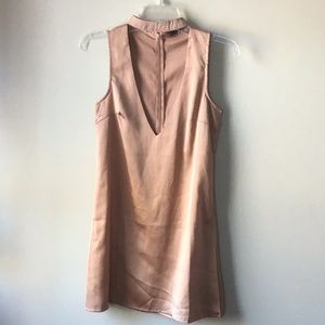 Silky tab neck shift Dress